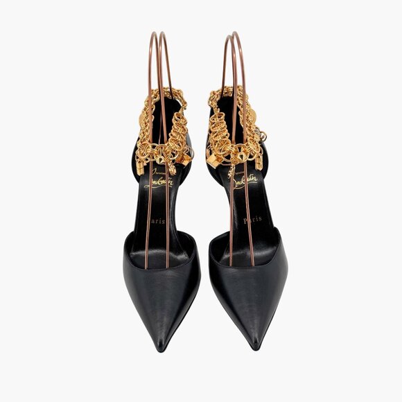 Christian Louboutin Gourmi Black Anklet Charm Pumps Heels Size 39.5 US 9.5 - Picture 3 of 16